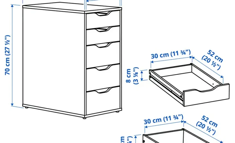 کمد مشکی-آبی سایز ۳۶x۷۰ ایکیا مدل ALEX