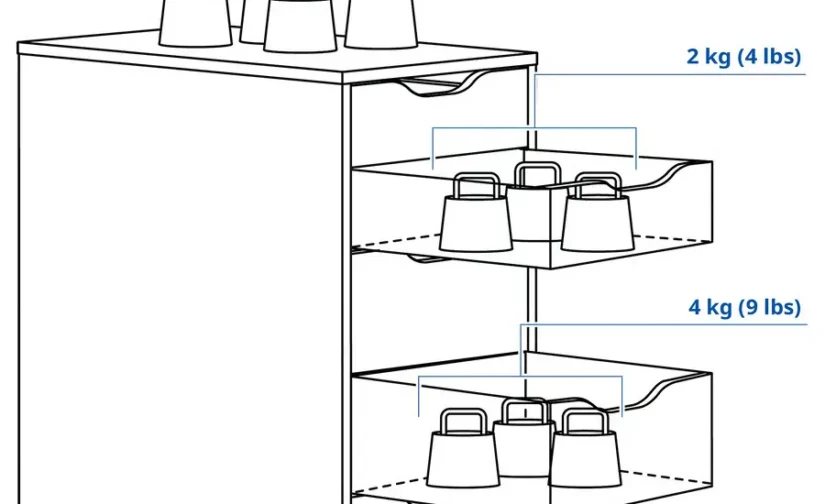 کمد مشکی-آبی سایز ۳۶x۷۰ ایکیا مدل ALEX
