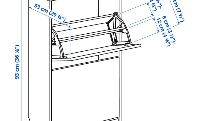 جاکفشی دو قسمتی سفید سایز ۴۹x۲۸x۹۳ ایکیا مدل BISSA
