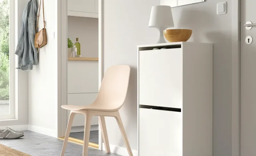 جاکفشی دو قسمتی سفید سایز ۴۹x۲۸x۹۳ ایکیا مدل BISSA