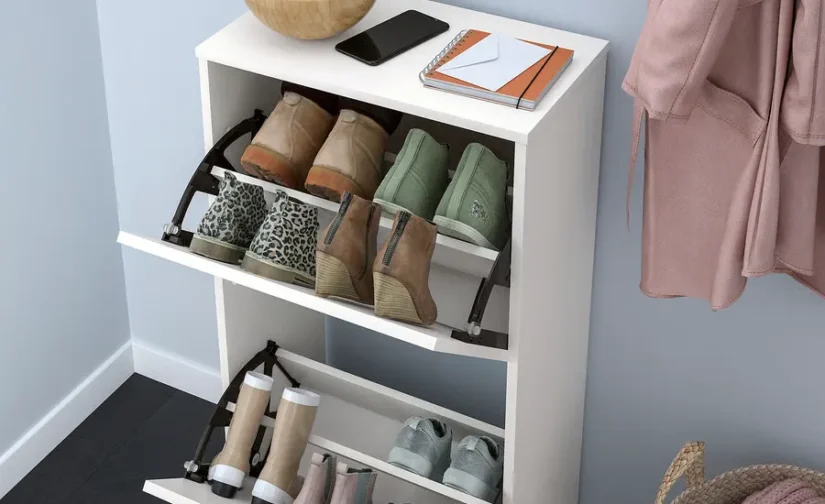 جاکفشی دو قسمتی سفید سایز ۴۹x۲۸x۹۳ ایکیا مدل BISSA