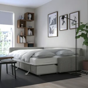 مبل راحتی گوشه‌ای با فضای ذخیره‌سازی خاکستری روشن Faringe ایکیا مدل FRIHETEN / KLAGSHAMN