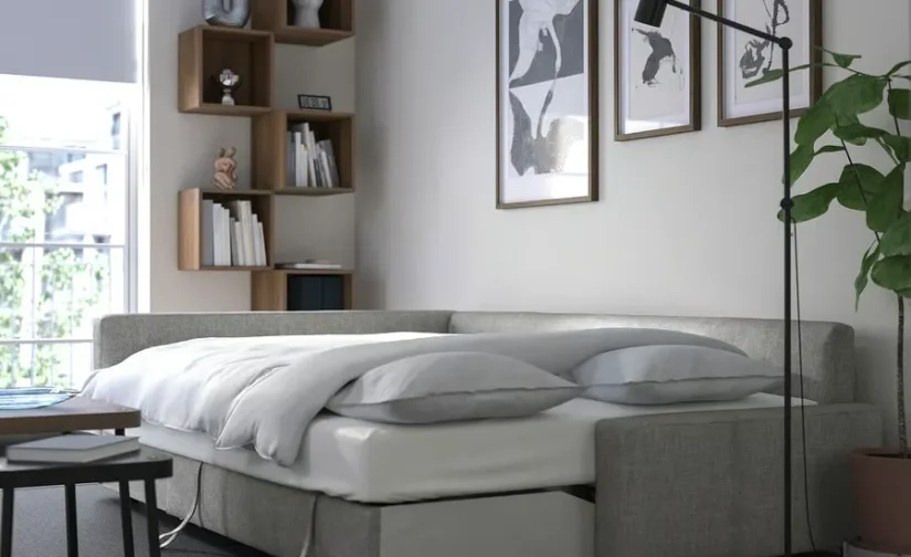 مبل راحتی گوشه‌ای با فضای ذخیره‌سازی خاکستری روشن Faringe ایکیا مدل FRIHETEN / KLAGSHAMN