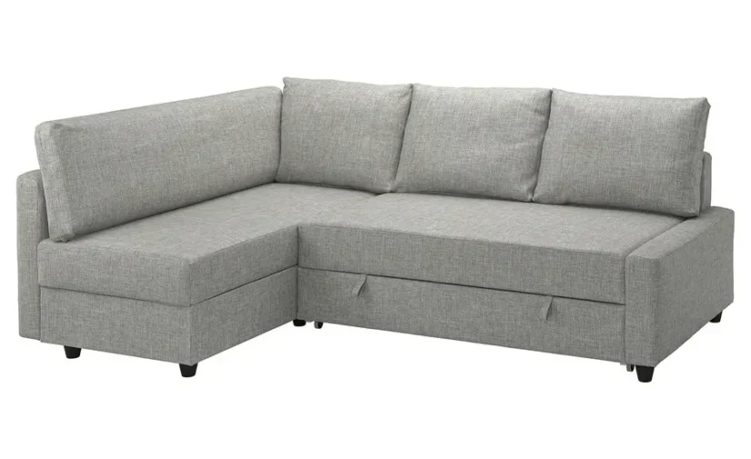 مبل راحتی گوشه‌ای با فضای ذخیره‌سازی خاکستری روشن Faringe ایکیا مدل FRIHETEN / KLAGSHAMN