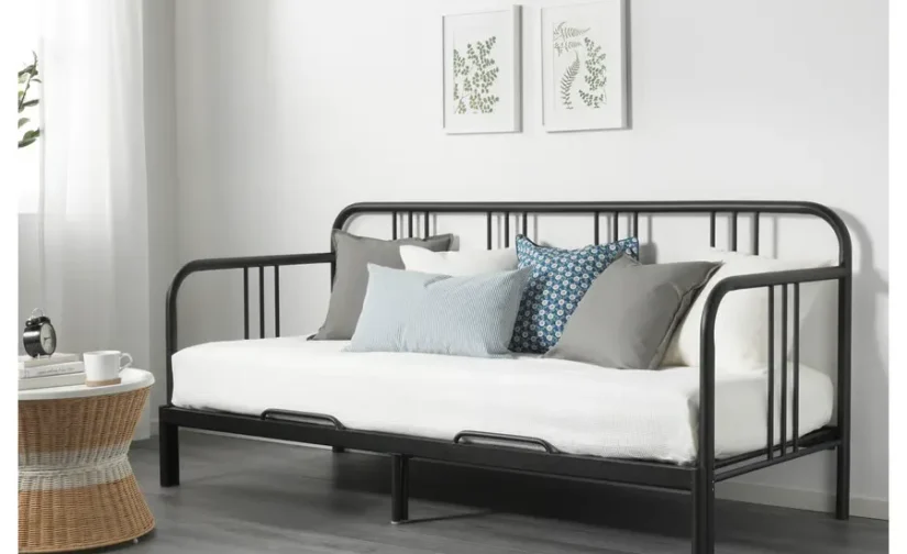 تخت خواب با ۲ تشک مشکی/سفت سایز ۸۰x۲۰۰ ایکیا مدل FYRESDAL