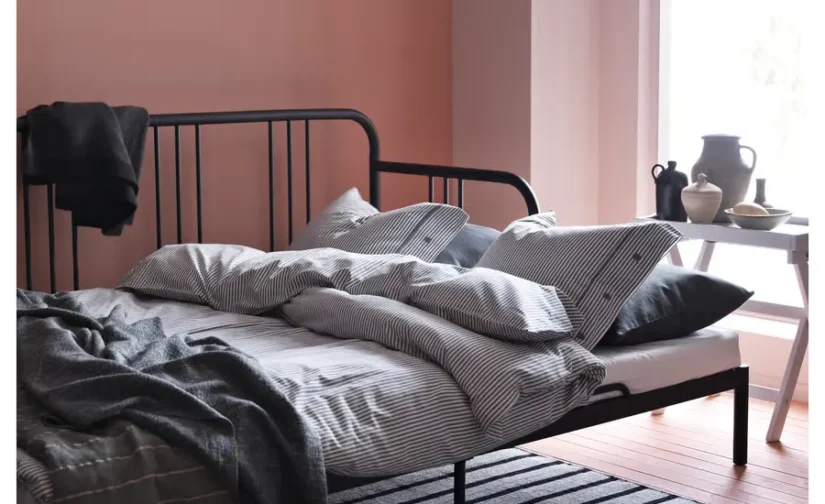 تخت خواب با ۲ تشک مشکی/سفت سایز ۸۰x۲۰۰ ایکیا مدل FYRESDAL