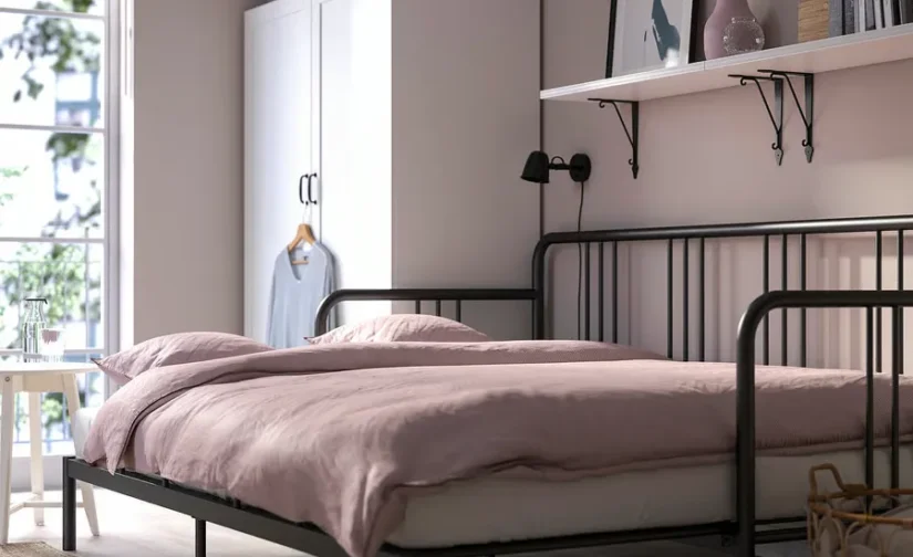 تخت خواب با ۲ تشک مشکی/سفت سایز ۸۰x۲۰۰ ایکیا مدل FYRESDAL