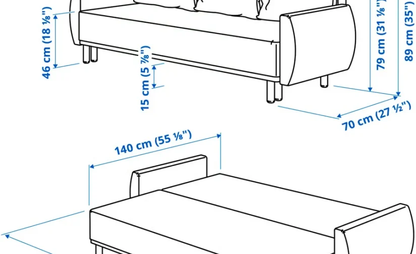مبل تختخواب شو سه نفره بژ گانارد ایکیا مدل GRUNNARP