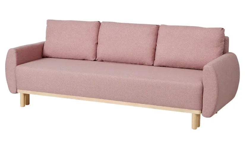 مبل تختخواب شو سه نفره قهوه ای روشن-صورتی ایکیا مدل GRUNNARP