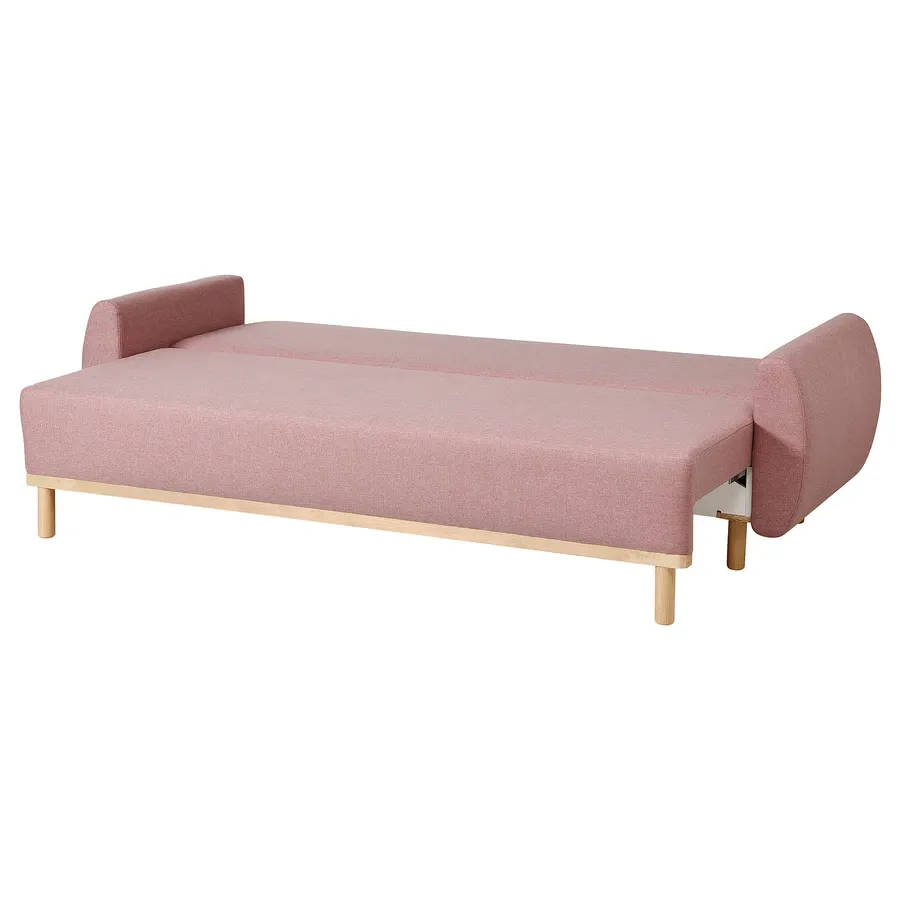 مبل تختخواب شو سه نفره قهوه ای روشن-صورتی ایکیا مدل GRUNNARP