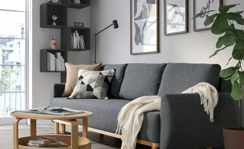 مبل تختخواب شو سه نفره رنگ خاکستری متوسط ایکیا مدل GRUNNARP