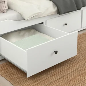 مبل تختخواب شو با ۳ کشو/۲ تشک، سفید سایز ۸۰x۲۰۰ ایکیا مدل HEMNES