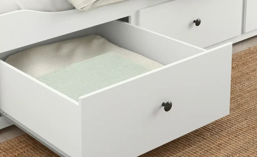 مبل تختخواب شو با ۳ کشو/۲ تشک، سفید سایز ۸۰x۲۰۰ ایکیا مدل HEMNES