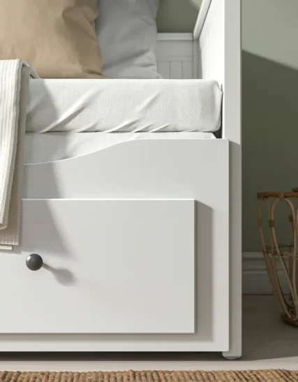 مبل تختخواب شو با ۳ کشو/۲ تشک، سفید سایز ۸۰x۲۰۰ ایکیا مدل HEMNES