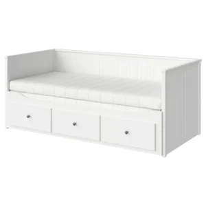 مبل تختخواب شو با ۳ کشو/۲ تشک، سفید سایز ۸۰x۲۰۰ ایکیا مدل HEMNES