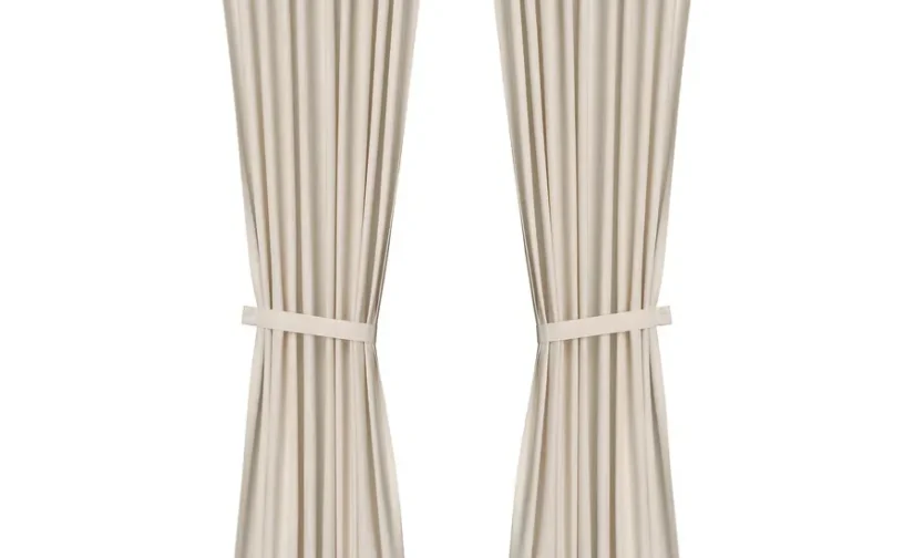 پرده‌های پشت‌دار ۱ جفت سفید مایل به کرم/با نوار تزئینی سایز ۱۴۰x۳۰۰ ایکیا مدل LENDA