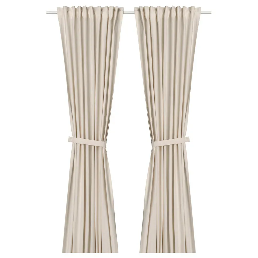 پرده‌های پشت‌دار ۱ جفت سفید مایل به کرم/با نوار تزئینی سایز ۱۴۰x۳۰۰ ایکیا مدل LENDA