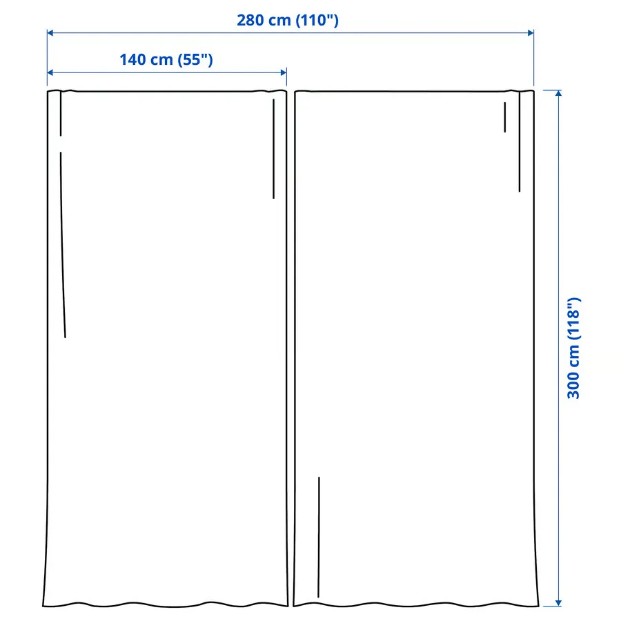 پرده‌های پشت‌دار ۱ جفت سفید مایل به کرم/با نوار تزئینی سایز ۱۴۰x۳۰۰ ایکیا مدل LENDA