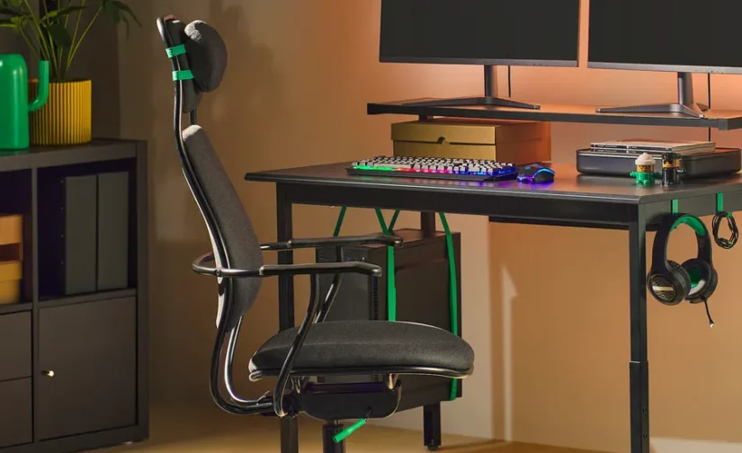 صندلی گیمینگ ویسل خاکستری تیره ایکیا مدل LÖPARBANA