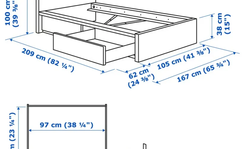 تختخواب یک نفره سفید سایز ۹۰x۲۰۰ ایکیا مدل MALM