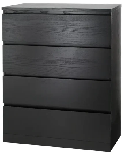 کمد ۴ کشو مشکی-قهوه‌ای سایز ۸۰x۱۰۰ ایکیا مدل MALM