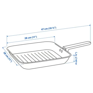 تابه گریل روکش نچسب/استیل ضد زنگ سایز 28x28 ایکیا مدل MIDDAGSMAT