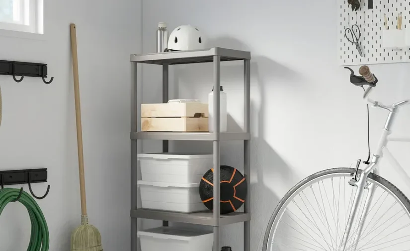 قفسه بندی خاکستری تیره مناسب برای فضای داخلی/خارجی سایز 60x30x133 ایکیا مدل RUNMARÖ