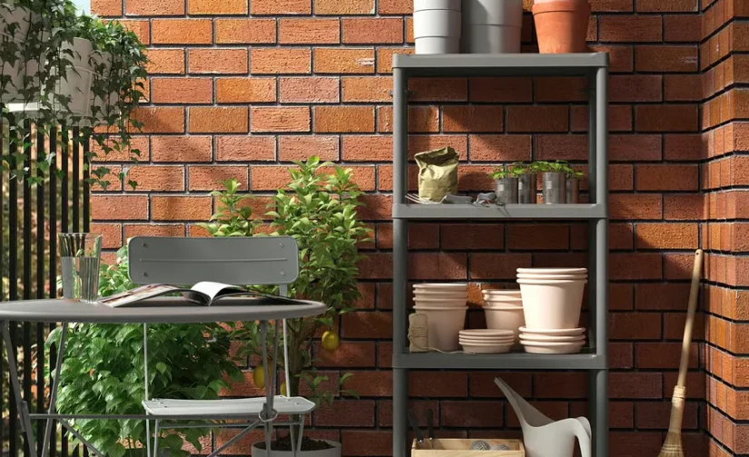 قفسه بندی خاکستری تیره مناسب برای فضای داخلی/خارجی سایز 60x30x133 ایکیا مدل RUNMARÖ