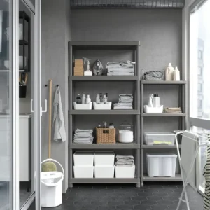 قفسه بندی خاکستری تیره مناسب برای فضای داخلی/خارجی سایز 60x30x133 ایکیا مدل RUNMARÖ