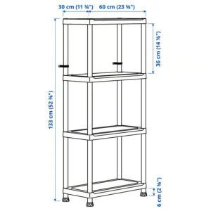 قفسه بندی خاکستری تیره مناسب برای فضای داخلی/خارجی سایز 60x30x133 ایکیا مدل RUNMARÖ