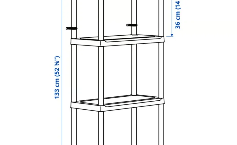 قفسه بندی خاکستری تیره مناسب برای فضای داخلی/خارجی سایز 60x30x133 ایکیا مدل RUNMARÖ