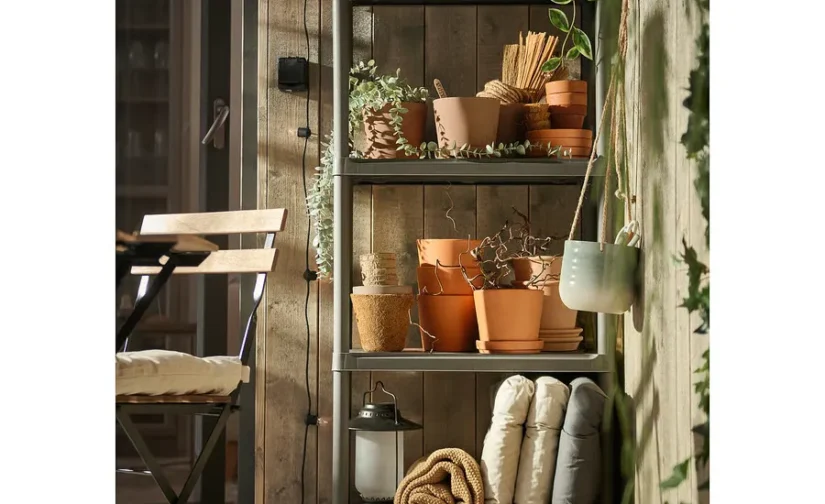 قفسه بندی خاکستری تیره مناسب برای فضای داخلی/خارجی سایز 60x30x133 ایکیا مدل RUNMARÖ