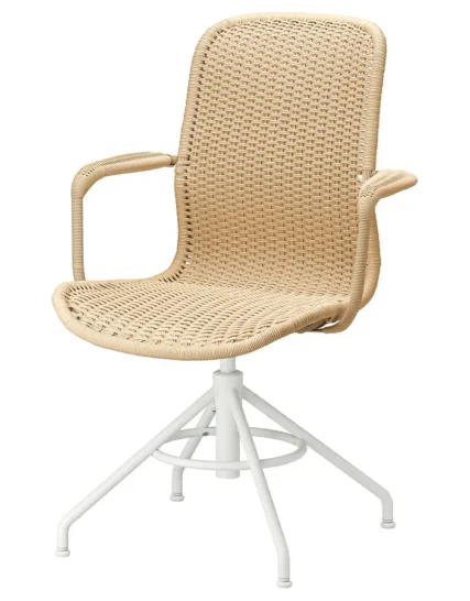 صندلی چرخان با دسته بژ/سفید ایکیا مدل STIGBYGEL