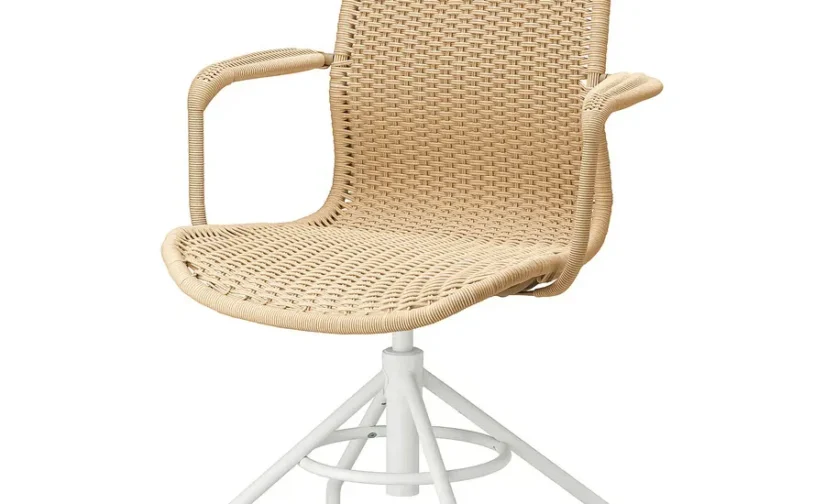 صندلی چرخان با دسته بژ/سفید ایکیا مدل STIGBYGEL