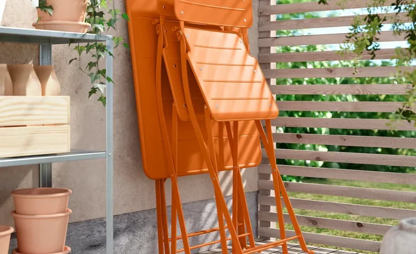 صندلی تاشو نارنجی روشن برای فضای باز ایکیا مدل SUNDSÖ