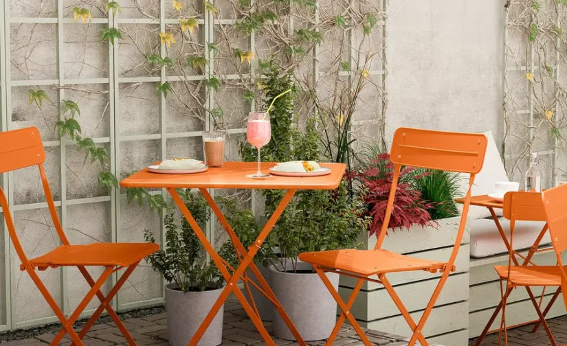 صندلی تاشو نارنجی روشن برای فضای باز ایکیا مدل SUNDSÖ