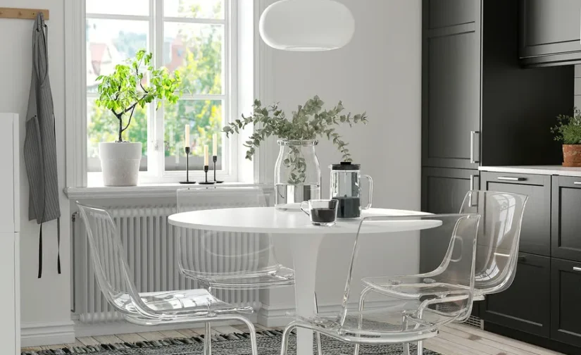 صندلی شفاف بی رنگ/آبکاری کروم ایکیا مدل TOBIAS