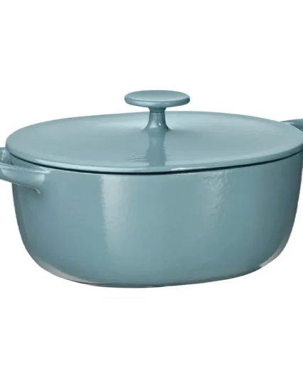 قابلمه چدنی لعابی با درب بژ روشن/خاکستری تیره-آبی ۵ لیتری ایکیا مدل VARDAGEN