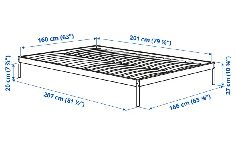 قاب تخت خواب با ۲ تاج تخت سفید/حصیری ۱۶۰x۲۰۰ ایکیا مدل VEVELSTAD