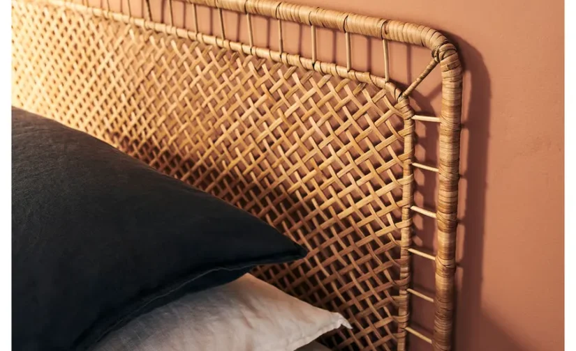 قاب تخت خواب با ۲ تاج تخت سفید/حصیری ۱۶۰x۲۰۰ ایکیا مدل VEVELSTAD