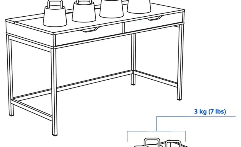میز تحریر مشکی/آبی سایز ۱۳۲x۵۸ ایکیا مدل ALEX