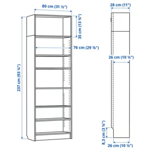 کتابخانه قهوه ای سایز ۸۰x۲۸x۲۳۷ ایکیا مدل BILLY