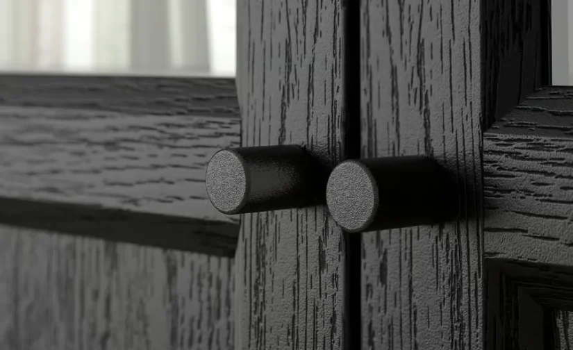 کتابخانه با درهای شیشه‌ای/پانلی مشکی سایز ۸۰x۳۰x۲۰۲ ایکیا مدل BILLY / OXBERG