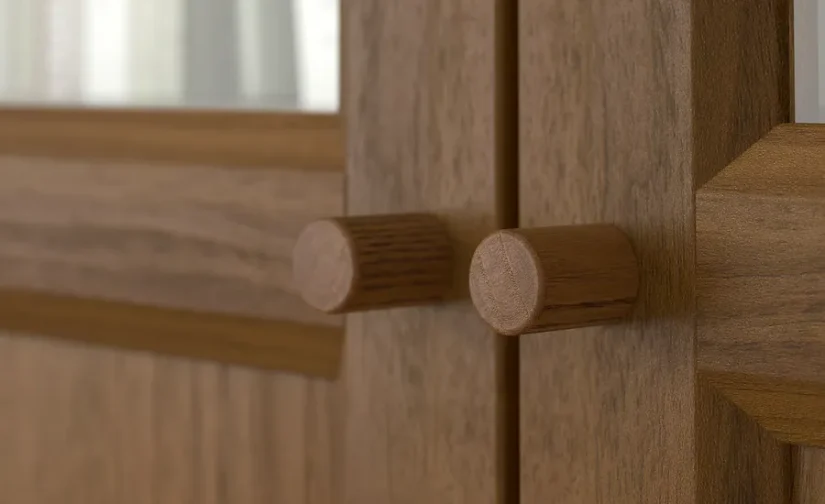 کتابخانه با درهای شیشهای/پانلی قهوه ای گردویی سایز ۸۰x۳۰x۲۰۲ ایکیا مدل BILLY / OXBERG