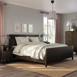 قاب تخت خواب با فضای ذخیره‌سازی رنگ‌آمیزی قهوه‌ای تیره سایز۱۸۰x۲۰۰ ایکیا مدل IDANÄS