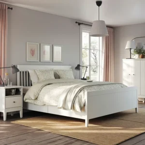 قاب تخت خواب با فضای ذخیره‌سازی رنگ‌آمیزی سفید سایز۱۸۰x۲۰۰ ایکیا مدل IDANÄS