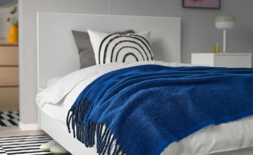 شال مبل آبی سایز ۱۳۰x۱۷۰ ایکیا مدل KLIPPOXEL