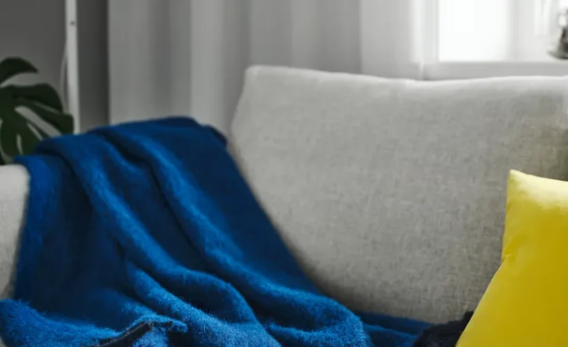 شال مبل آبی سایز ۱۳۰x۱۷۰ ایکیا مدل KLIPPOXEL