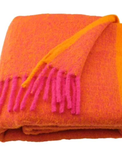 شال مبل نارنجی/صورتی روشن سایز ۱۳۰x۱۷۰ ایکیا مدل KLIPPOXEL