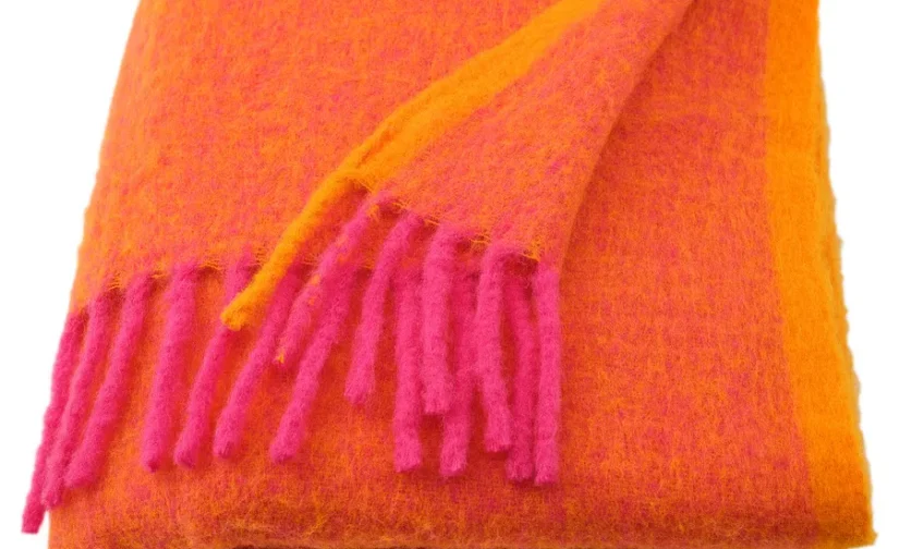 شال مبل نارنجی/صورتی روشن سایز ۱۳۰x۱۷۰ ایکیا مدل KLIPPOXEL